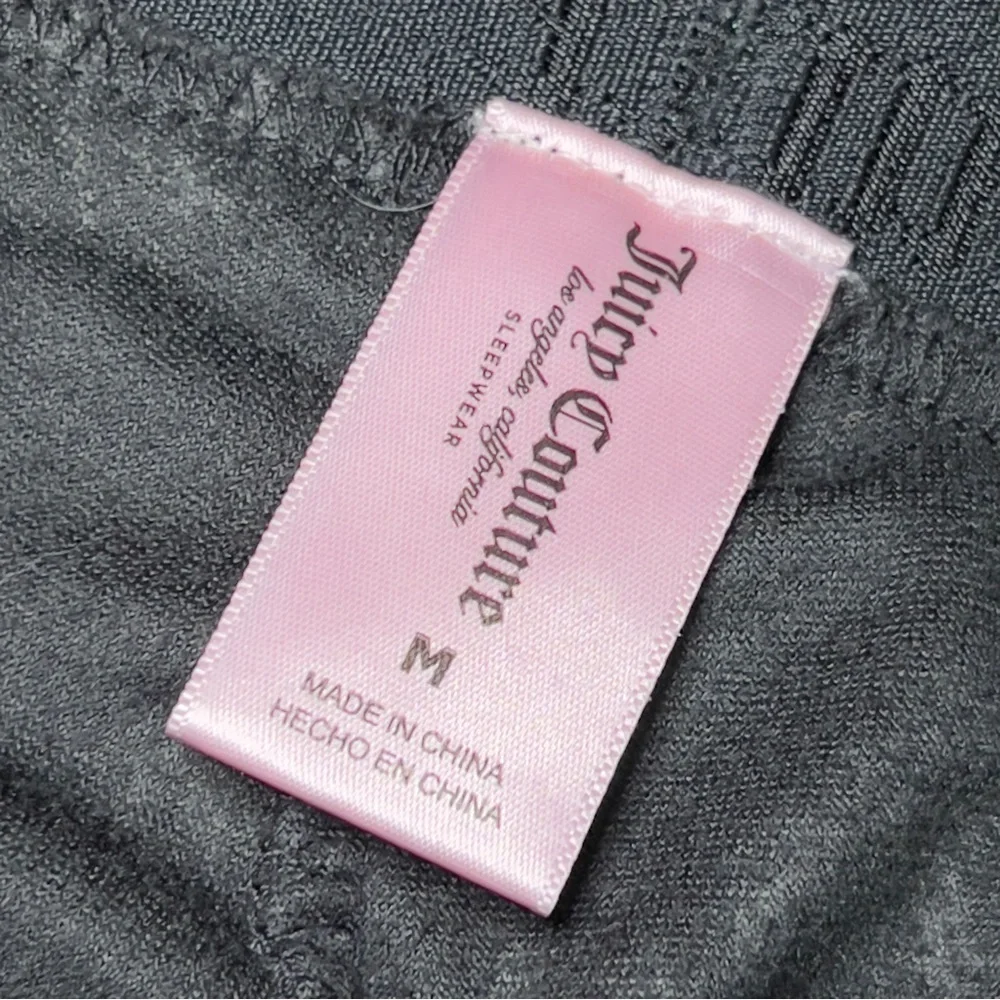 JUICY COUTURE Size M Sleepwear Velour Luxe Fitted Sleep Bottoms Black Em…